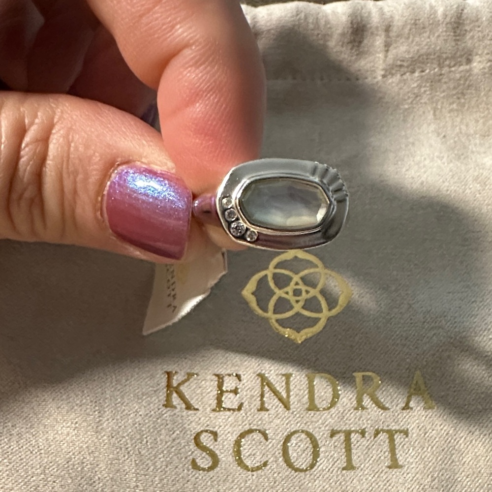 Kendra Scott Silver Mother-of-Pearl & Crystal Ring - White
